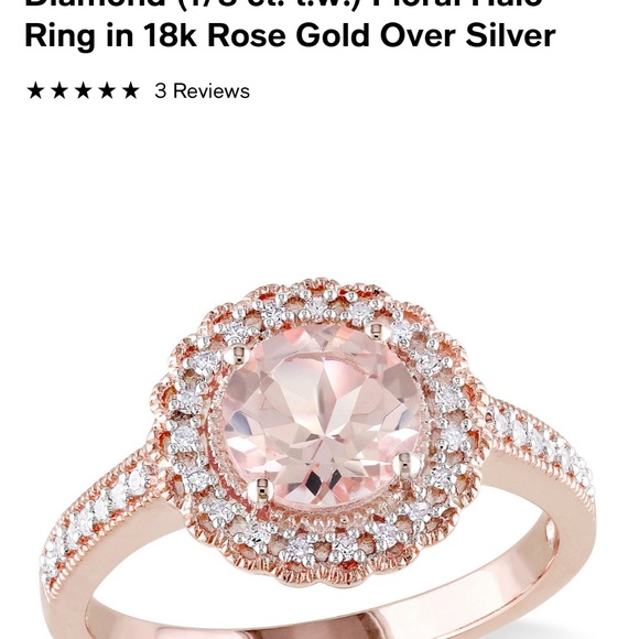 Macy's Round Cut Morganite Rose Gold Over Silver with Sparkling Diamonds - Picture 3 of 16